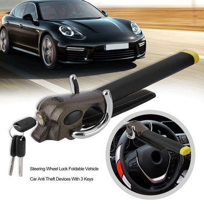 Antivol de Volant Pliable Acier Aluminium 3 Clés