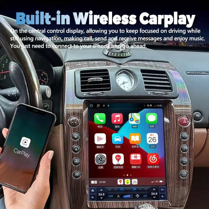 Autoradio Android 14 Écran Vertical 12,1 Pouces Maserati Quattroporte 2004-2012 CarPlay GPS