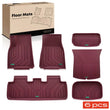 Tapis de Sol Tesla Model Y 2020-2023 TPE Frankberg 6 Pièces Rouge