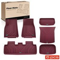 Tapis de Sol Tesla Model Y 2020-2023 TPE Frankberg 6 Pièces Rouge