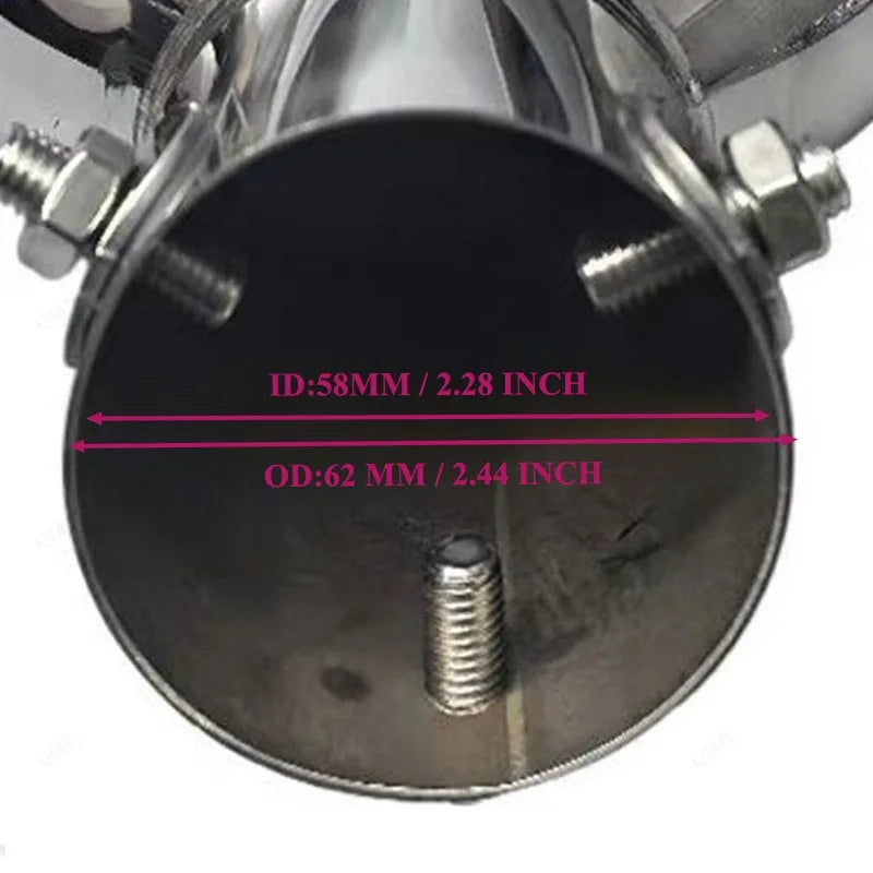 Embout d'Échappement Double Sortie Carrée Inox 58 mm