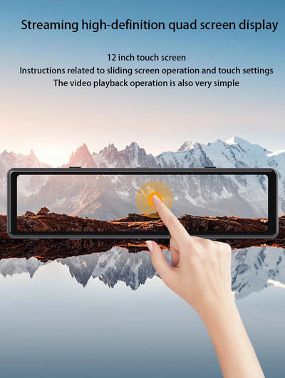 Dashcam Miroir 12 Pouces 4 Objectifs 4K Kit Câblage