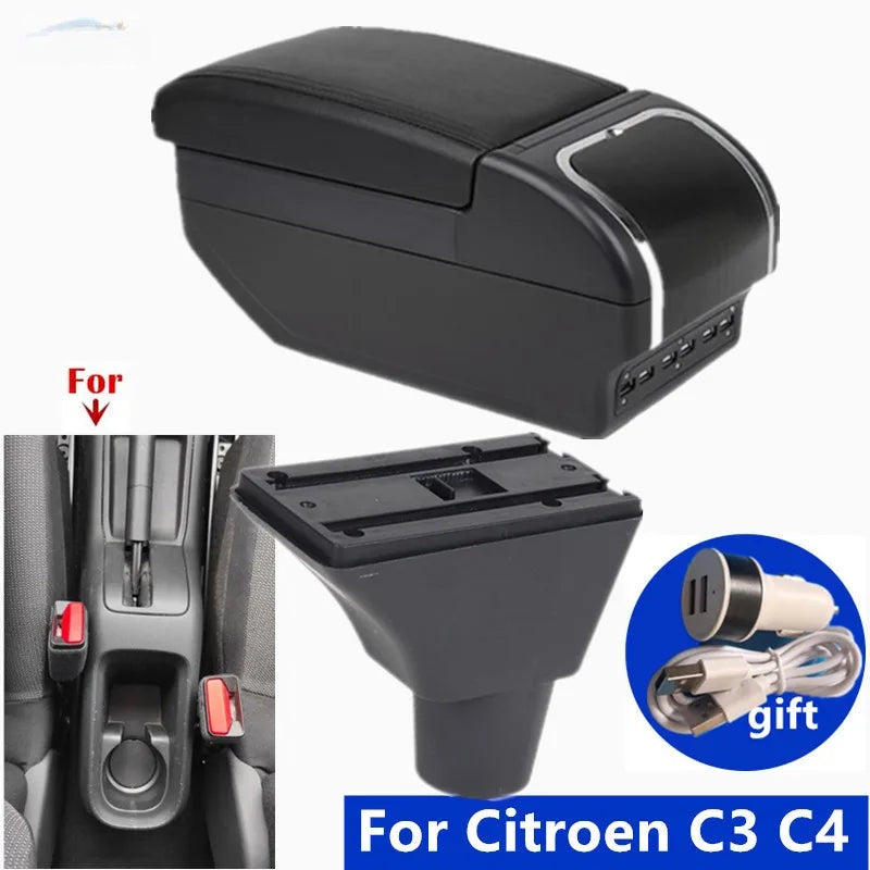 Accoudoir Central Citroën C3 C4 Coulissant 4 ou 9 USB Double Rangement