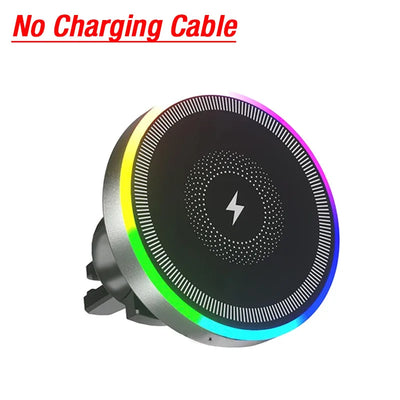 Support Téléphone Voiture Magnétique Anneau RGB Charge Rapide