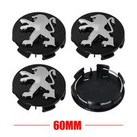 Cache-Moyeux Peugeot 60 mm, Lot de 4, Six Modèles Noir, Argent ou Gris, 106 à 508, 2008, 3008, 5008