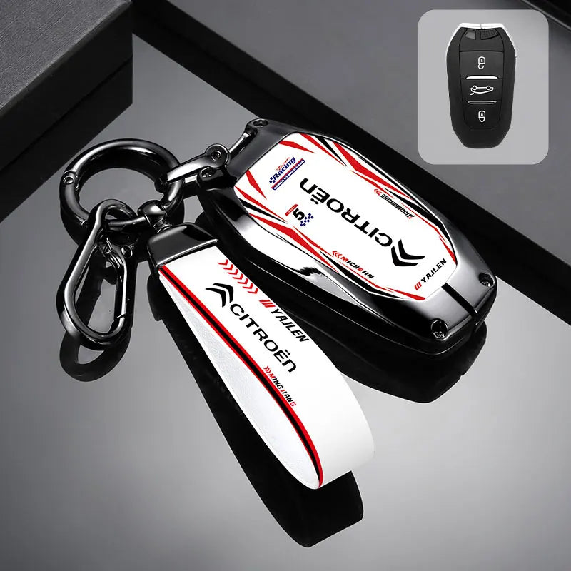 Étui de Protection Clé Citroën C3 C4 C5 Berlingo Picasso Alliage de Zinc Blanc ou Noir
