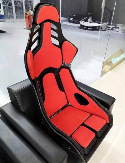 Siège Baquet Sport Universel Carbone et Cuir PU Réglable