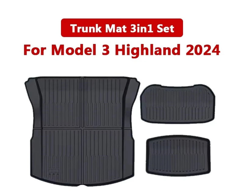 Tapis de Coffre Avant et Arrière Tesla Model 3 Highland 2024 TPE Étanche