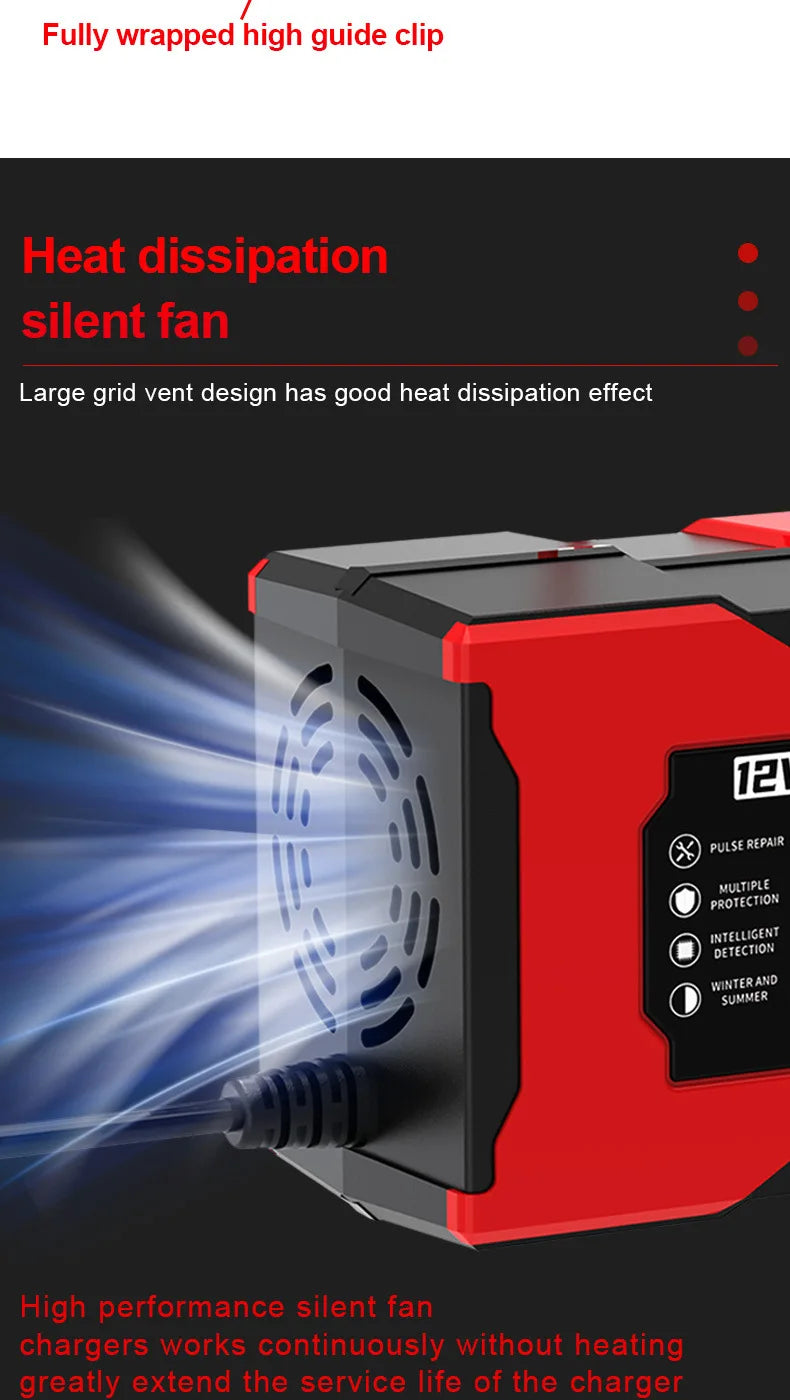 Chargeur de Batterie Voiture 12V 10A Intelligent LiFePO4 AGM Gel