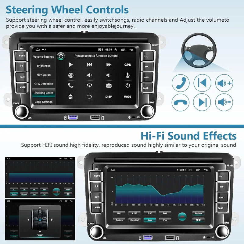 Autoradio Android Volkswagen Skoda Octavia — gros plan
