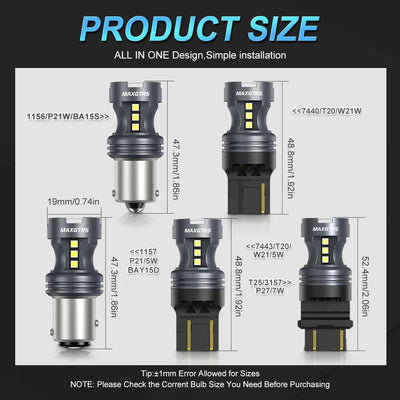 Ampoules LED Canbus P21W BA15S 1156 1157 BAY15D T20 Voiture