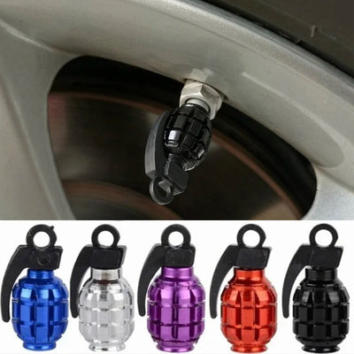 Bouchons de Valve Universels Grenade Aluminium Anti-Poussière