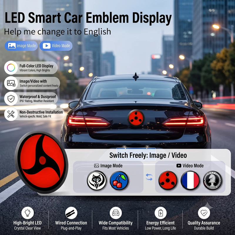 Logo Emblème LED Dynamique pour Coffre BMW 74 ou 82 mm, Écran Rond Animé