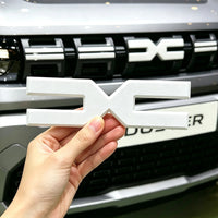 Logo Dacia Blanc 3D en ABS pour Calandre Avant, Emblème Nouveau Logo Duster, Sandero, Stepway, Jogger et Spring