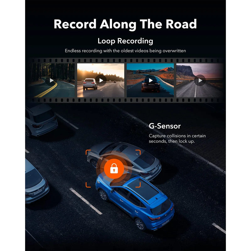 Dashcam Miroir Wolfbox G930 4K avec Écran Tactile, Wi-Fi 5,8 GHz, GPS et Caméra de Recul, Surveillance de Parking