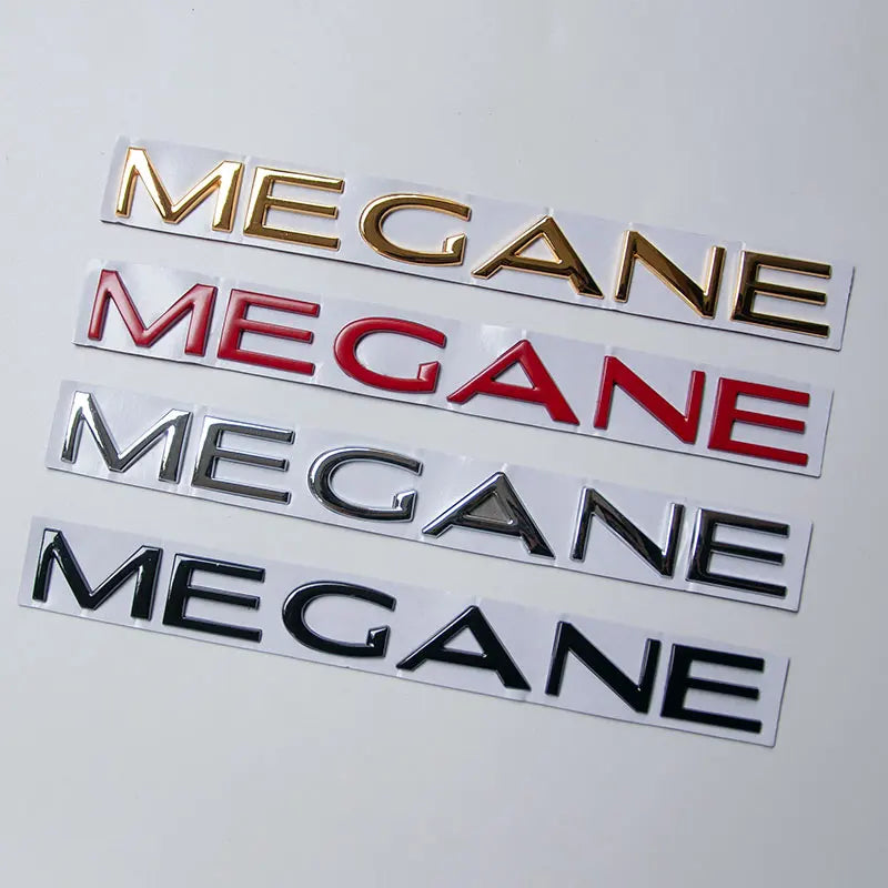 Logo Renault Mégane, Lettres de Coffre 3D 23,5 cm Rouge, Noir, Chrome ou Or, Mégane 1, 2, 3, 4 et RS