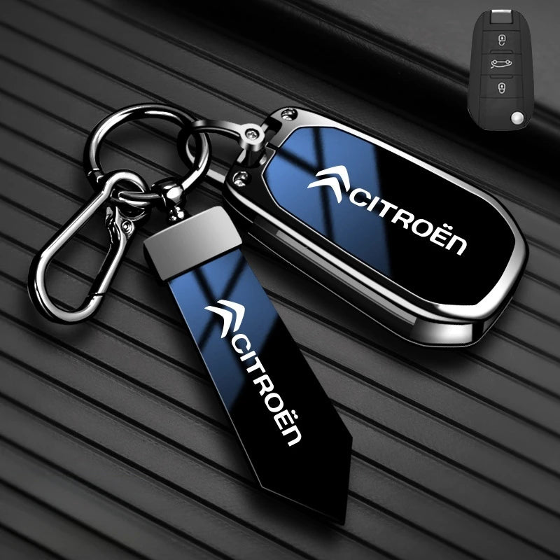 Étui de Protection Clé Citroën C1 C2 C3 C4 C5 C6 VTS Xsara C-Crosser Berlingo Jumpy Alliage de Zinc Noir ou Bleu