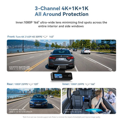 Dashcam DDPAI N4T Pro 3 Canaux 4K HDR