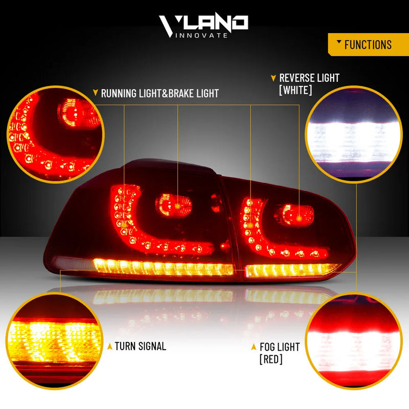 Feux Arrière LED VW Golf 6 MK6 2010-2014 Séquentiels Paire