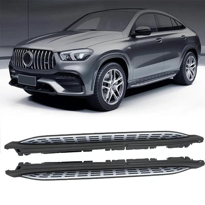 Marchepieds Fixes Mercedes GLE Coupé W167 2021-2026 Argent et Noir 2 Pièces