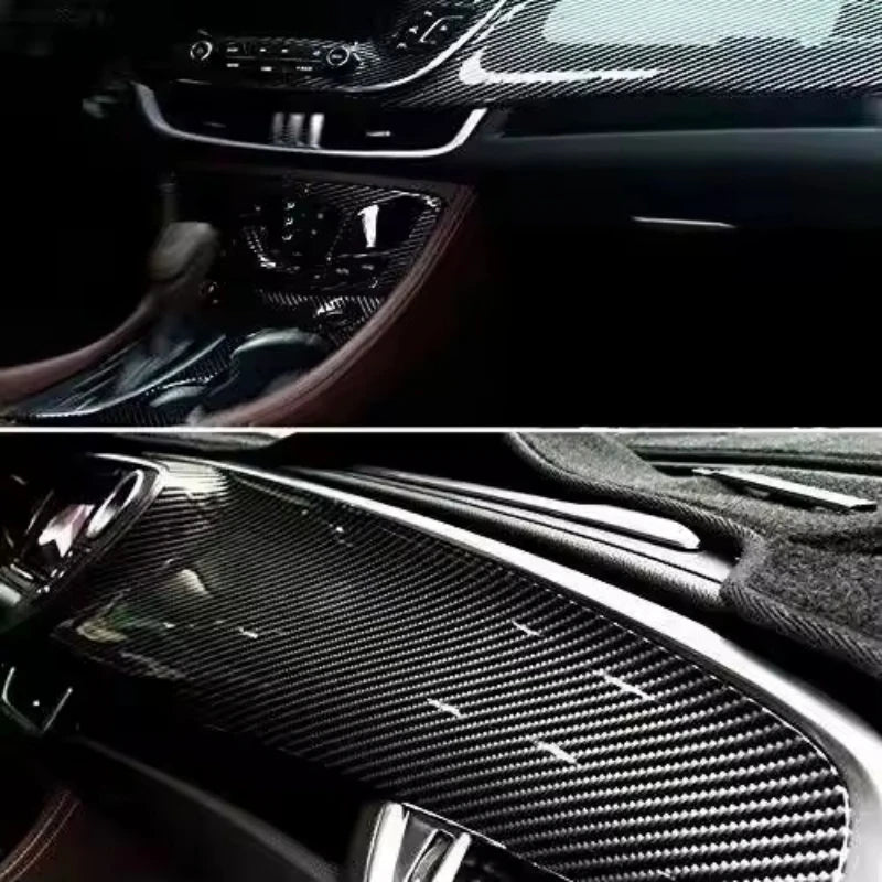 Film Adhésif Fibre de Carbone 7D Noir Brillant pour Voiture en Rouleau