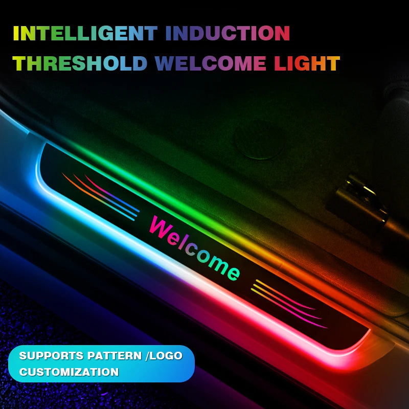 Seuil de Porte LED Dynamique Sans Fil Logo Personnalisé