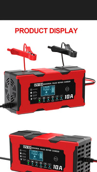 Chargeur de Batterie Voiture 12V 10A Intelligent LiFePO4 AGM Gel