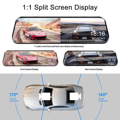 Dashcam Miroir 1080P Écran Tactile Double Caméra