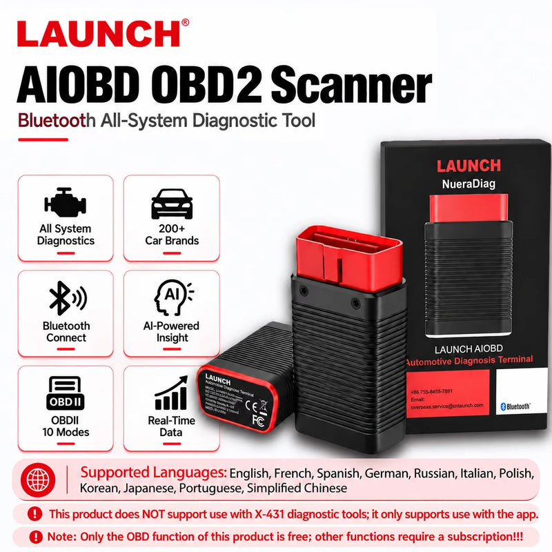 Lecteur OBD2 Bluetooth Launch AIOBD Diagnostic Auto Android iOS