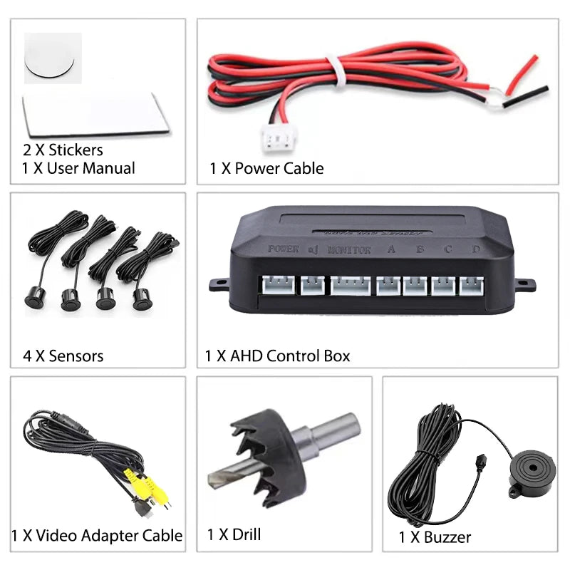 Radar de Recul Vidéo AHD 4 Capteurs FirstSafe KZ-033