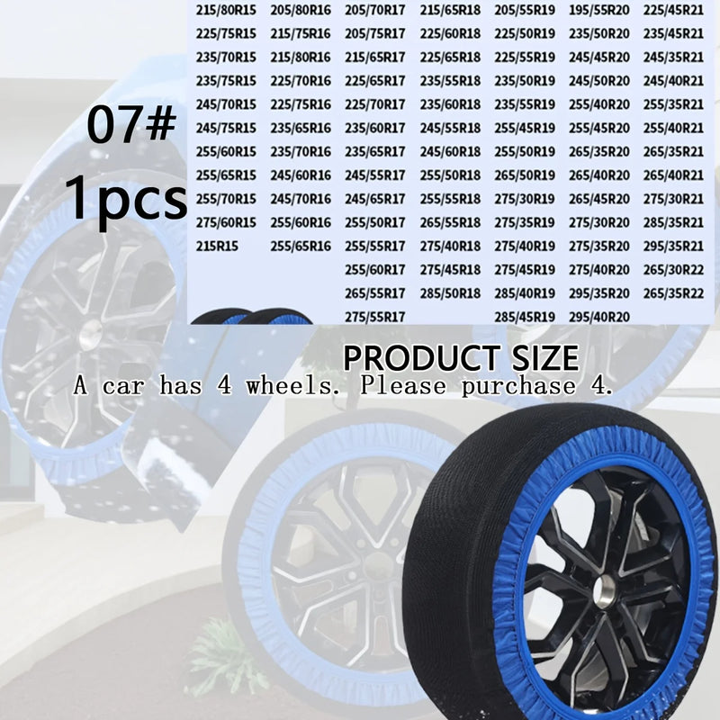 Chaussette à Neige Textile Bleue à l'Unité pour Voiture et SUV