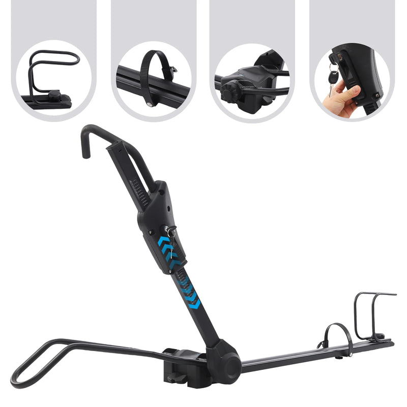 Porte-Vélo de Toit Pliable avec Support Vertical et Double Verrouillage Réglable de 75 à 98 cm pour SUV et Monospaces