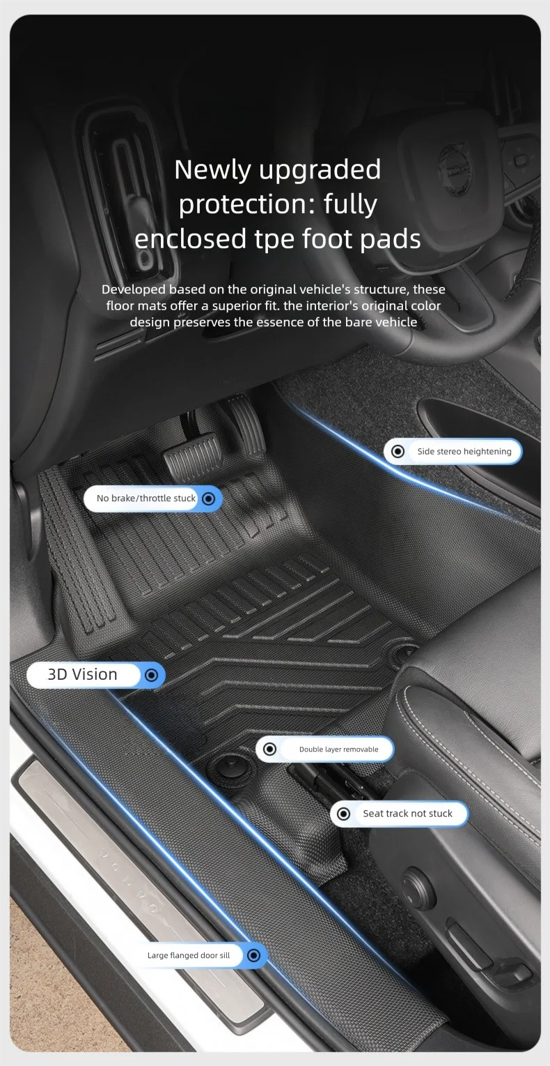 Tapis de Sol TPE Volvo XC60 2009-2026 T8 PHEV Conduite à Gauche Simple ou Double Couche Protection des Seuils