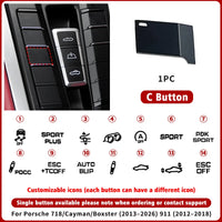 Bouton de Console Centrale Porsche 718 Cayman Boxster 911 — détail de finition