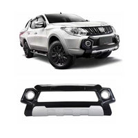 Protection Avant Mitsubishi Triton L200 2015 2016 2017 2018 Bouclier Noir et Gris Pick-up avec Cadres de Feux Ronds