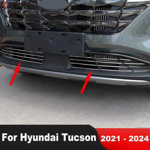 Calandre Hyundai Tucson NX4 2021-2024, 24 Baguettes Inox pour Grille Inférieure