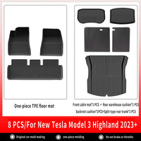 Tapis de Sol Tesla Model 3 Highland 2024-2026 TPE Ensemble 3 à 12 Pièces Simple ou Double Couche