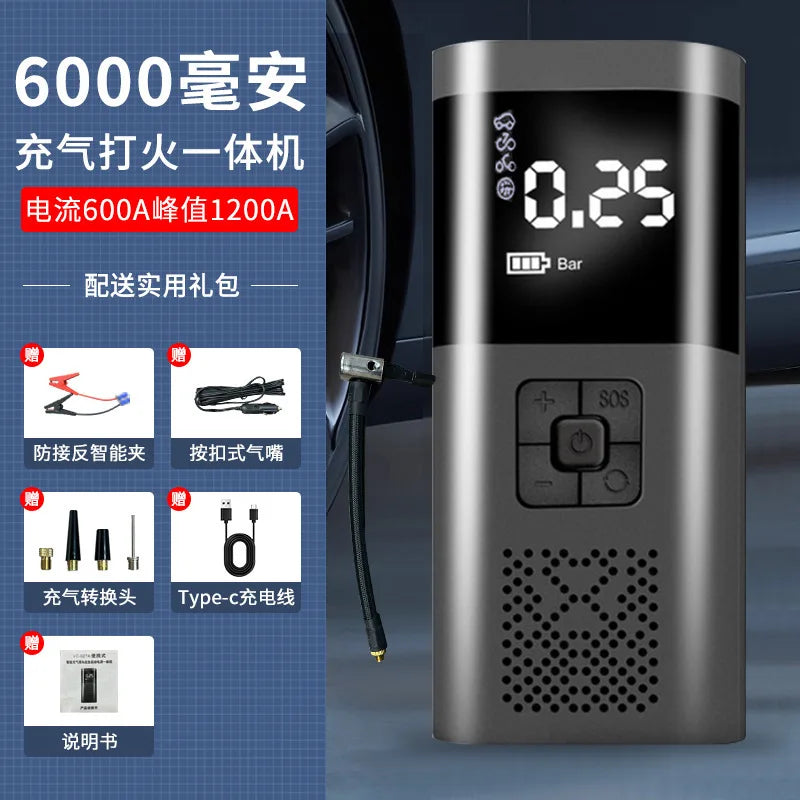 Booster de Batterie Voiture 600A Compact avec Compresseur 6000 mAh