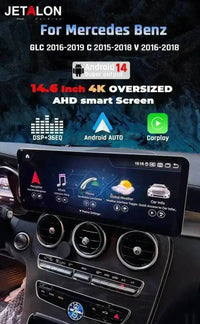Autoradio Android 14 Mercedes-Benz GLC X253, C et Classe V W447 2015-2021 Écran 14,6 pouces CarPlay 4K