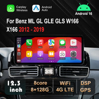 Autoradio Android 16 Mercedes ML GL GLE GLS W166 X166 2012-2019 Écran 12,3 pouces CarPlay NTG