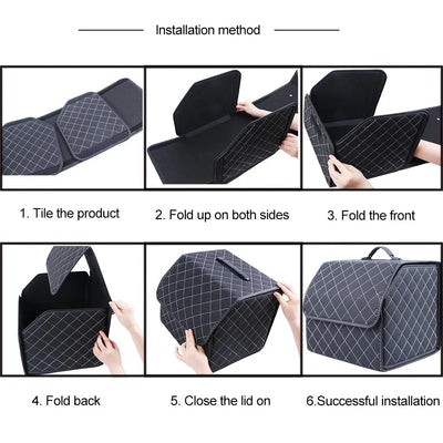 Boîte de Rangement de Coffre Voiture Cuir Pliable