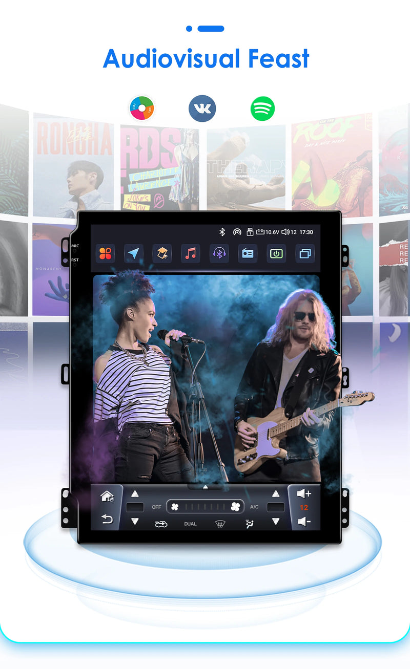 Autoradio Android Ford Ranger 2012-2015 Écran Vertical 9,7 Pouces CarPlay Sans Fil GPS DSP