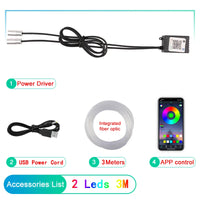 Kit Éclairage d'Ambiance LED RGB Intérieur Voiture Fibre Optique Télécommande