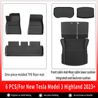 Tapis de Sol Tesla Model 3 Highland 2024-2026 TPE Ensemble 3 à 12 Pièces Simple ou Double Couche
