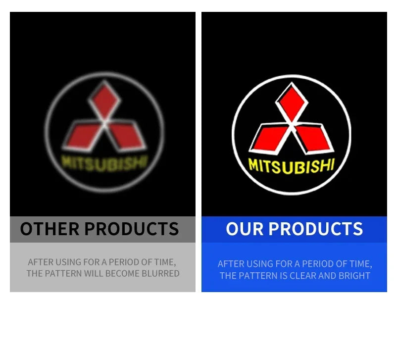 Projecteur de Porte Mitsubishi sans Fil Logo LED pour Pajero Outlander XL Montero Lancer Triton L200