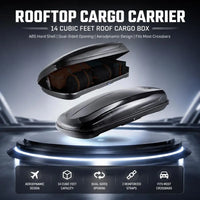 Coffre de Toit 370 L Rigide en ABS Aérodynamique Ouverture Double Face avec Serrure et 2 Sangles