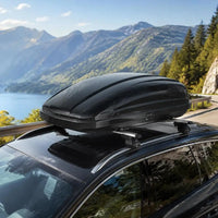 Coffre de Toit 340 L Rigide en ABS Ouverture Double Face avec 2 Sangles Renforcées pour Berlines et SUV