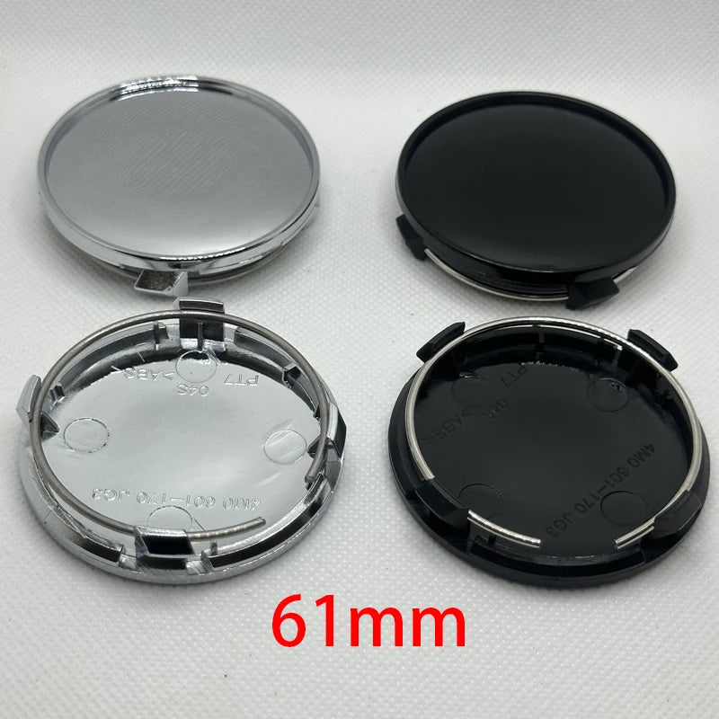 Cache-Moyeux Universels Vierges 61 mm Chromé ou Noir Lot de 4