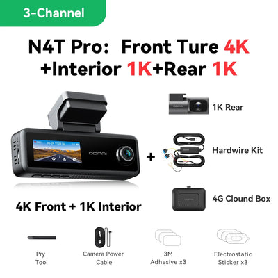 Dashcam DDPAI N4T Pro 3 Canaux 4K HDR