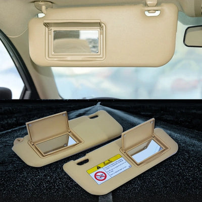Pare-Soleil Voiture Beige ou Gris avec Miroir de Courtoisie